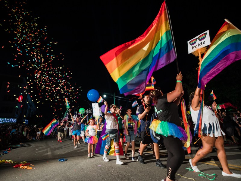 Attendees participate in the Pride Bigger than Texas parade on Main Avenue in 2019.