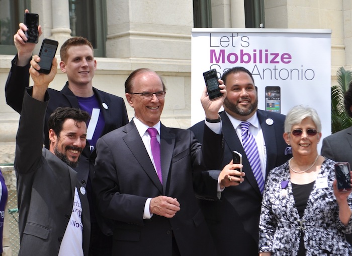 ThinkVoting, OCI Group, LWV, and Bexar County Representatives during the Voting App Launch at City Hall. Photo by Iris Dimmick.