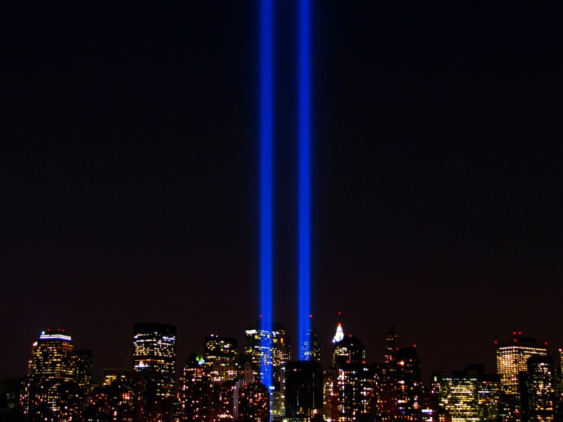 World Trade Center lights. Photo courtesy of Flickr user Scott Hudson, Creative Commons.