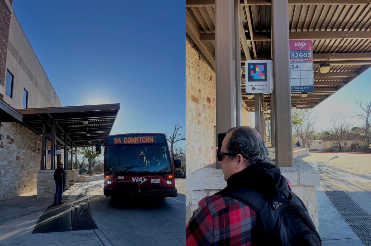 Ernest Arce, who is blind, regularly uses NaviLens, currently available at 100 bus stops around San Antonio. Nearly all the system's stops are set to get the QR code technology, which he says is useful for when breaking out of his everyday routine for errands.